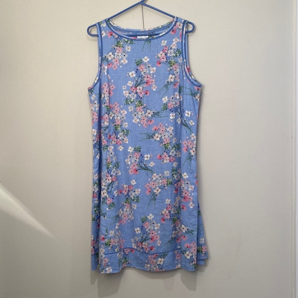 J.Jill Sleeveless  Floral Linen Dress, Size M